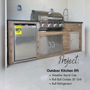 As installed by Perello Patio · Outdoorkitchen 8 ft · Barrel Oak · Bull 30" Outlaw LP
