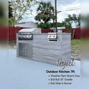 As installed by Perello Patio · Outdoorkitchen 7 ft · Barnboard Grey · Bull 30" Griddle Commercial LP