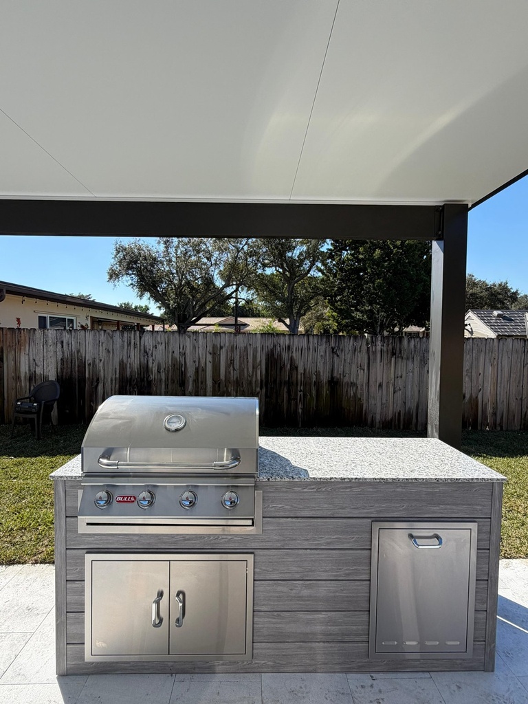 Perello Patio 6 ft Outdoor Kitchen · Bull Outlaw 30" · Weather Pro - full view