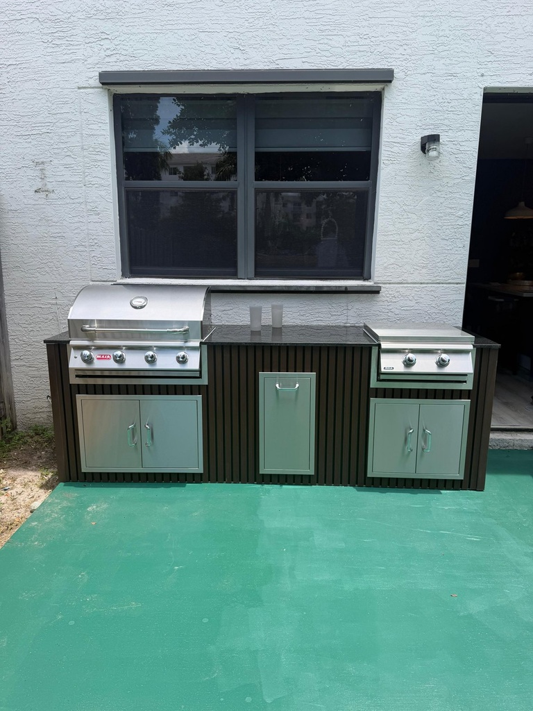 Perello Patio 8 ft Outdoor Kitchen · Bull Outlaw 30" · WPC - full view