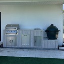 As installed by Perello Patio · Outdoorkitchen 8 ft · Atlantic White · Bull 24" Steer Premium LP