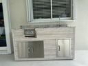 Outdoorkitchen 6 ft · Beachwood Grey · Bull Large Stainless Steel Sink & Faucet All In one Kit - Under & Over Mount - full view