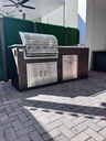 Outdoorkitchen 7 ft · Modern Walnut · Bull Outlaw 30-Inch 4-Burner Built-In Propane Gas Grill - full view