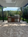 Outdoorkitchen 7 ft · Cinnamon Walnut · Bull Outlaw 30-Inch 4-Burner Built-In Propane Gas Grill - full view