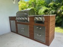 Outdoorkitchen 7 ft · Cinnamon Walnut · Bull Outlaw 30-Inch 4-Burner Built-In Propane Gas Grill - full view