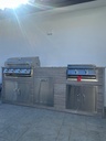 Outdoorkitchen 8 ft · Barnboard Grey · Bull Outlaw 30-Inch 4-Burner Built-In Propane Gas Grill - full view