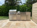 Outdoorkitchen 8 ft · Beachwood Grey · Bull Outlaw 30-Inch 4-Burner Built-In Propane Gas Grill - full view