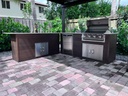 Outdoorkitchen 12 ft · Modern Walnut · Bull Outlaw 30-Inch 4-Burner Built-In Propane Gas Grill · L-Shape - full view