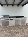 Outdoorkitchen 9 ft · Beachwood Grey · Bull Outlaw 30-Inch 4-Burner Built-In Propane Gas Grill - full view