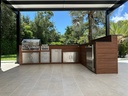 Outdoorkitchen 15 ft · Cinnamon Walnut · Bull Outlaw 30-Inch 4-Burner Built-In Propane Gas Grill · L-Shape - full view