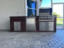 Outdoorkitchen 8 ft · Modern Walnut · Bull Outlaw 30-Inch 4-Burner Built-In Propane Gas Grill - full view
