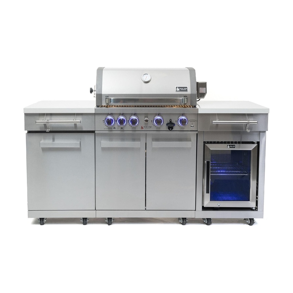 [MA-957FCRS] Mont Alpi Compact Series 6 Ft Propane Outdoor Kitchen Island w/ Fridge in Stainless Steel