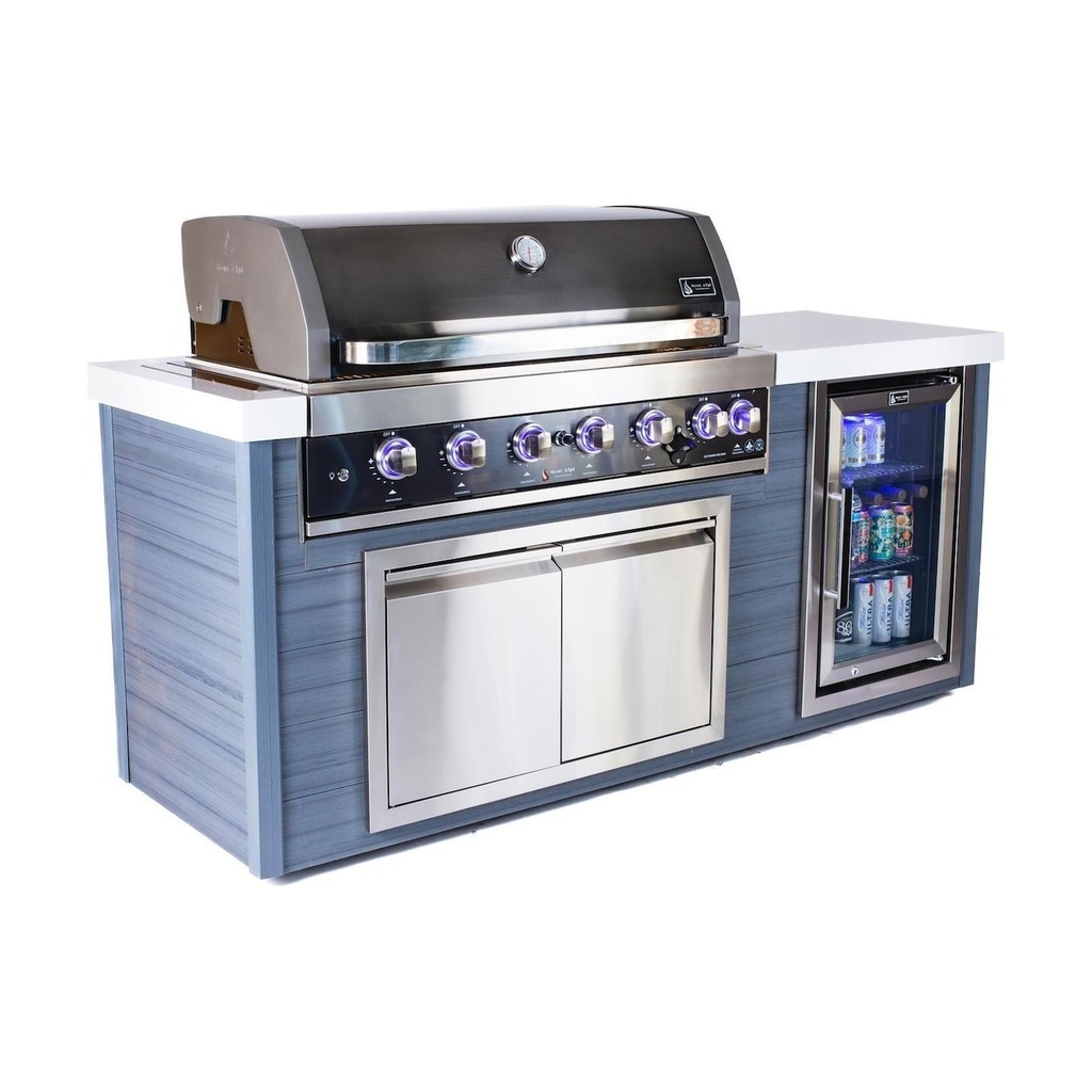 [MA805-AWBSS] Mont Alpi Artwood Series 6.5 Ft Propane Outdoor Kitchen Island w/ 6-Burner Grill