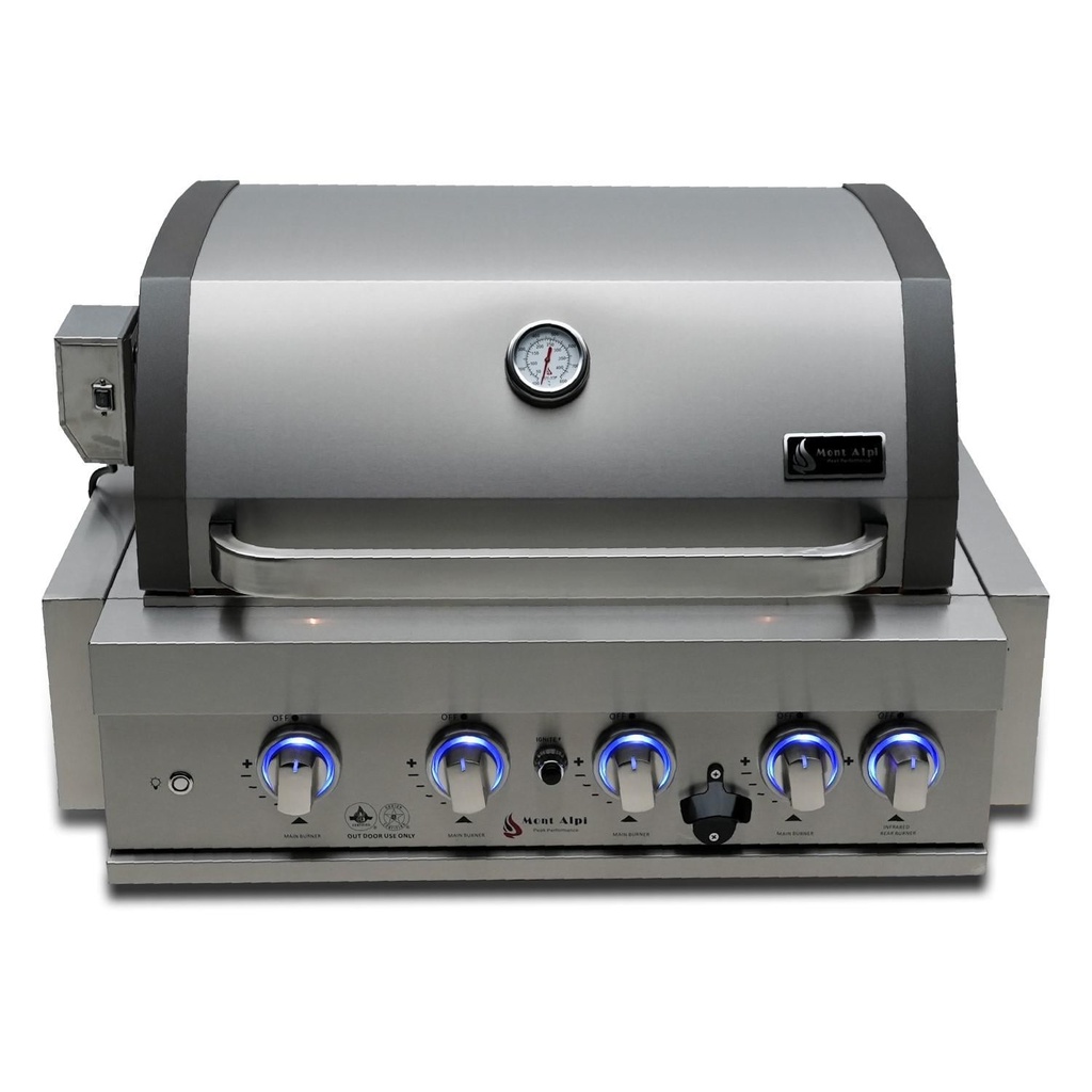 [MABi400] Mont Alpi 400 32-in 4 Burner Built-In Propane Grill w/ Rotisserie