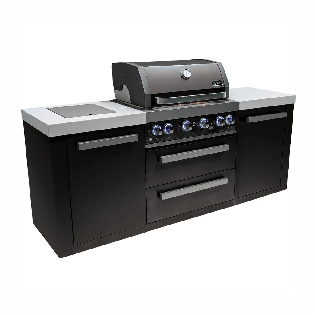 [MAi400-BSS] Mont Alpi Black Series 7 Ft Propane Outdoor Kitchen Island w/ Side Burner
