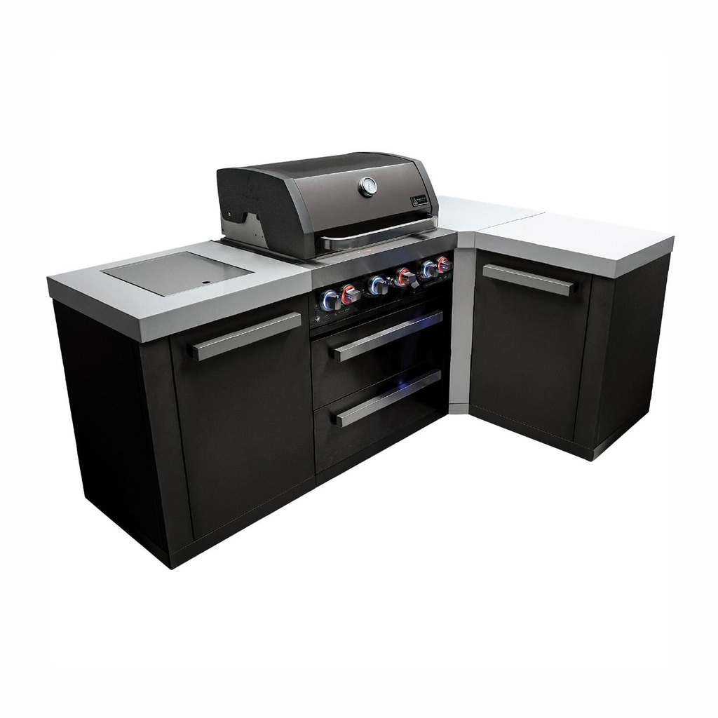[MAi400-BSS90] Mont Alpi Black Series 7 1/2 Ft L-Shaped Propane Outdoor Kitchen Island w/ Side Burner
