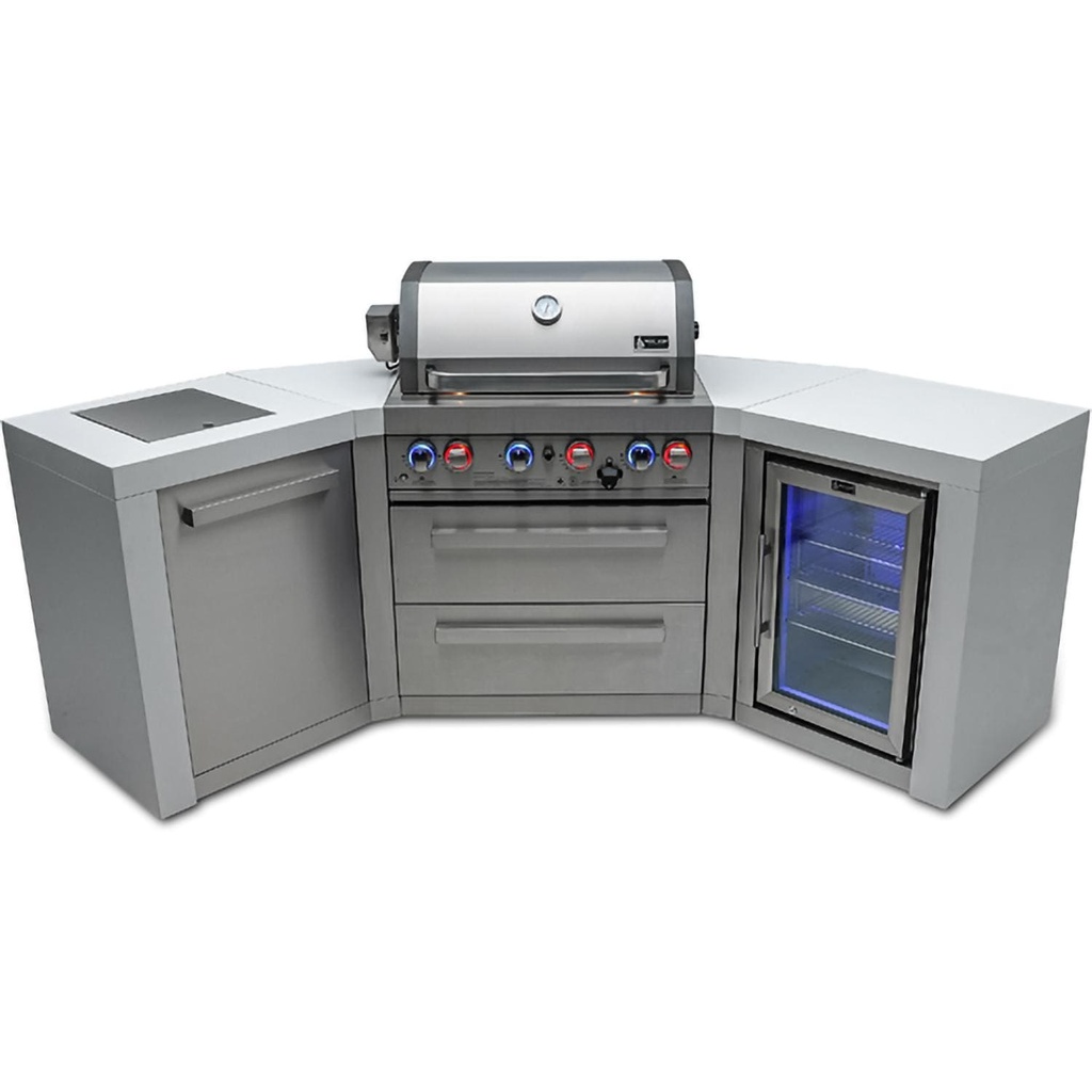 [MAi400-D45FC] Mont Alpi Deluxe Series 8.5 Ft U-Shaped Propane Outdoor Kitchen Island w/ Side Burner & Fridge