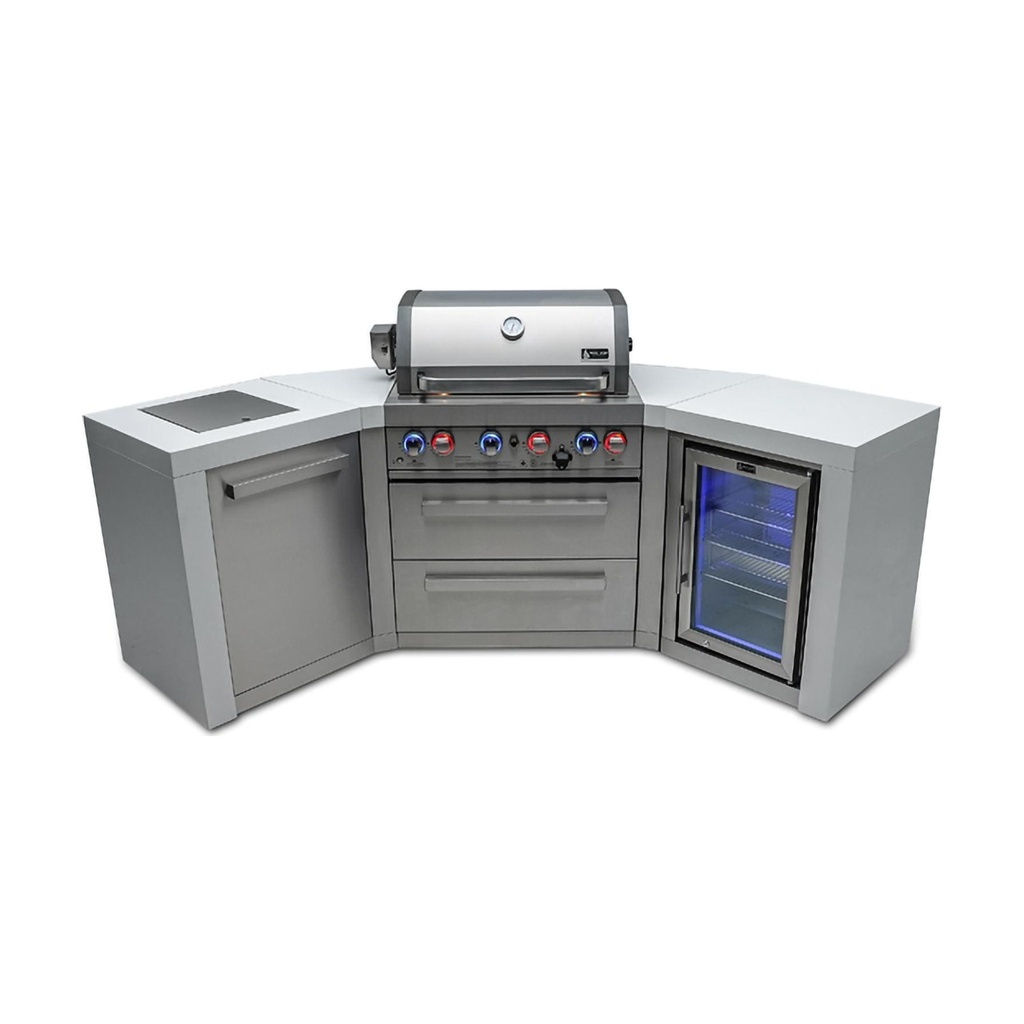 [MAi400-D45FC] Mont Alpi Deluxe Series 8.5 Ft U-Shaped Propane Outdoor Kitchen Island w/ Side Burner & Fridge