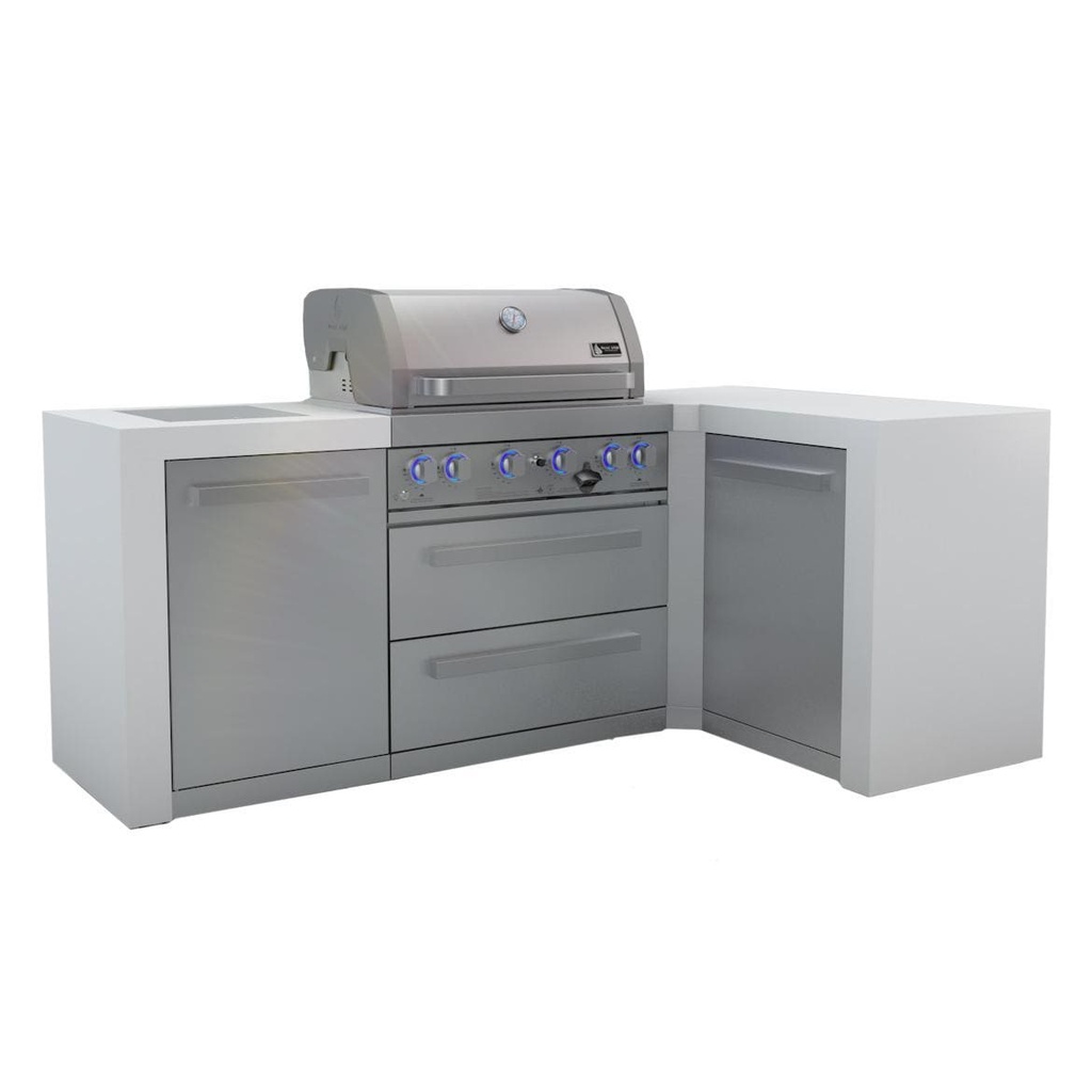 [MAi400-D90C] Mont Alpi Deluxe Series 7.5 Ft L-Shaped Propane Outdoor Kitchen Island w/ Side Burner