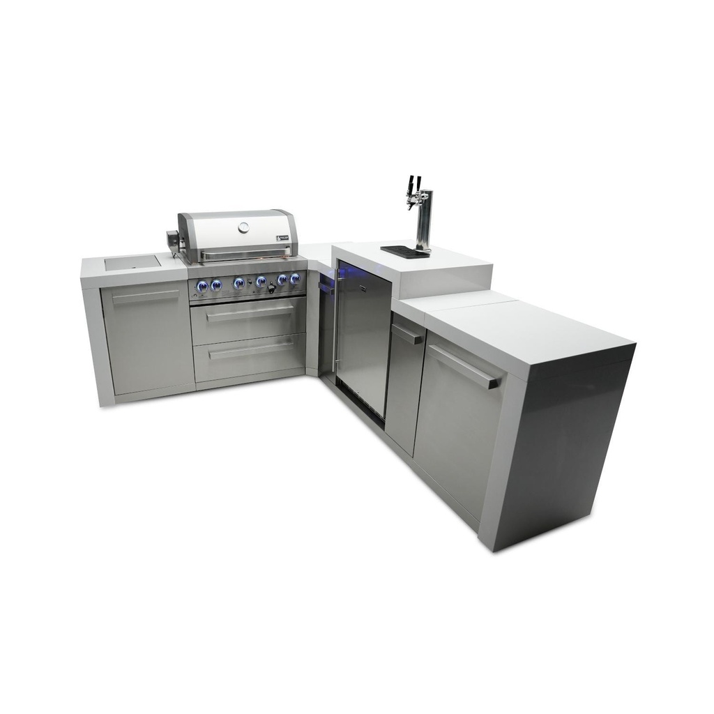 [MAi400-D90KEG] Mont Alpi Deluxe Series 7 Ft L-Shaped Propane Outdoor Kitchen Island w/ Side Burner & Kegerator