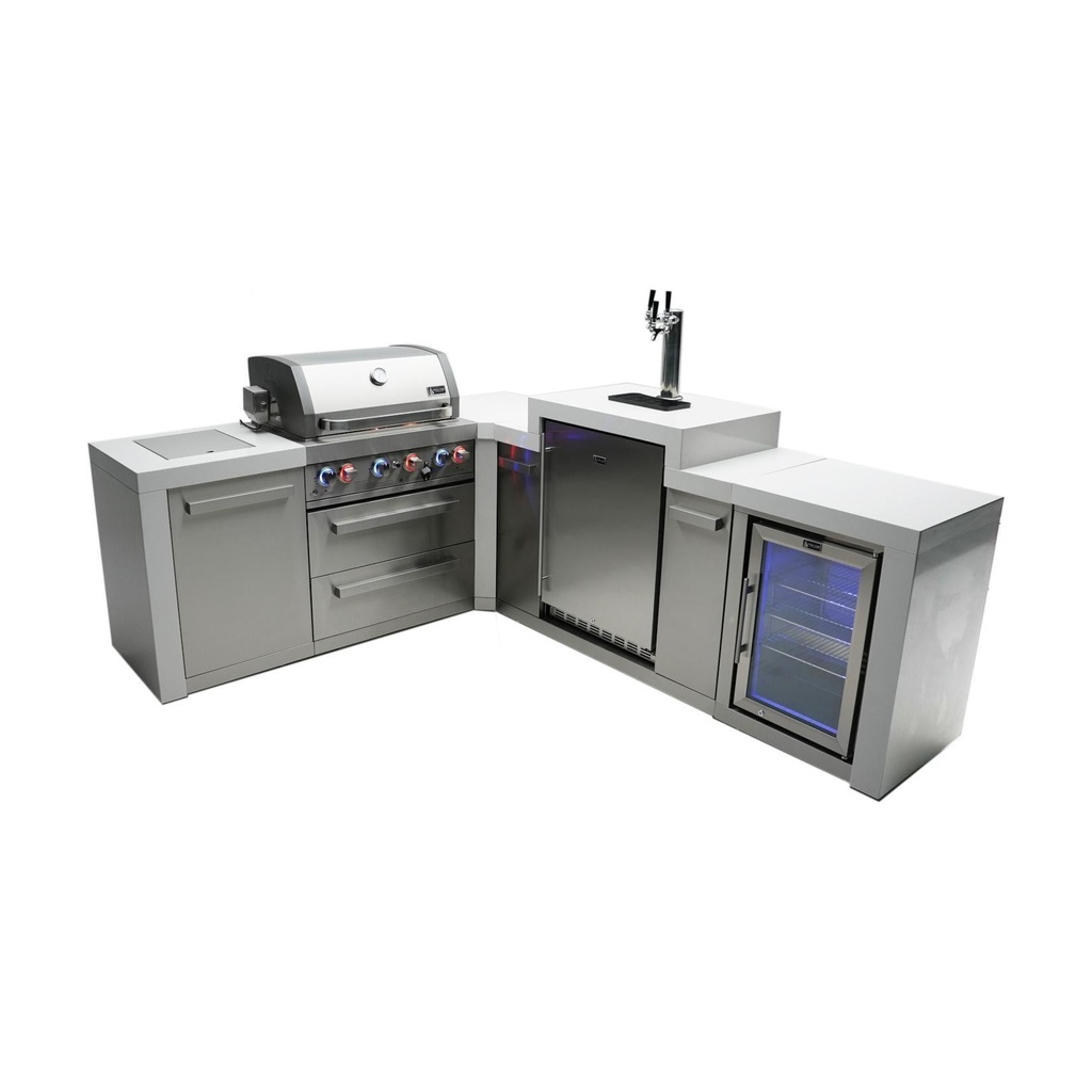 [MAi400-D90KEGFC] Mont Alpi Deluxe Series 7 Ft L-Shaped Propane Outdoor Kitchen Island w/ Side Burner, Kegerator & Fridge