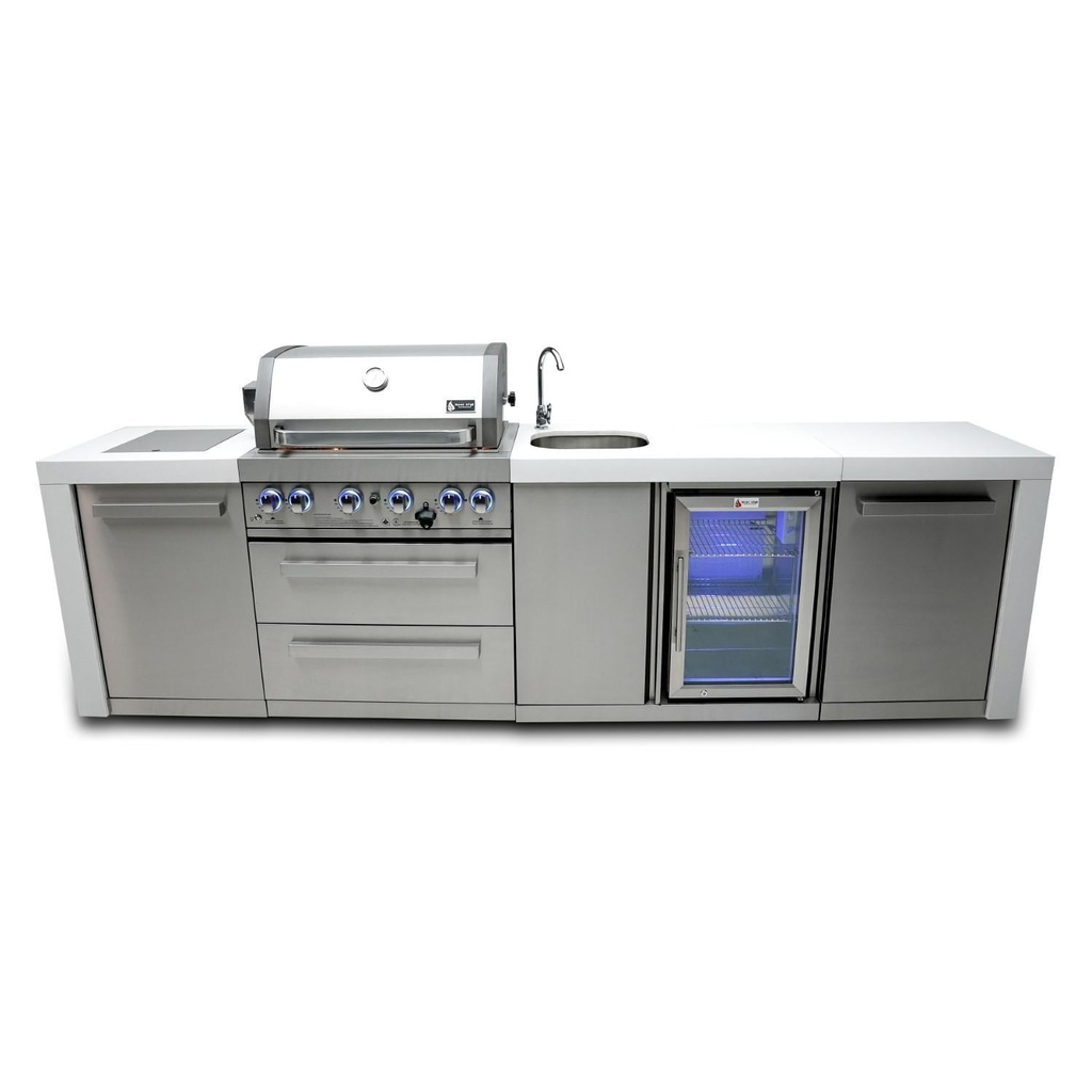 Mont Alpi Deluxe Series 10 Ft Propane Outdoor Kitchen Island w/ Side Burner & Beverage Center
