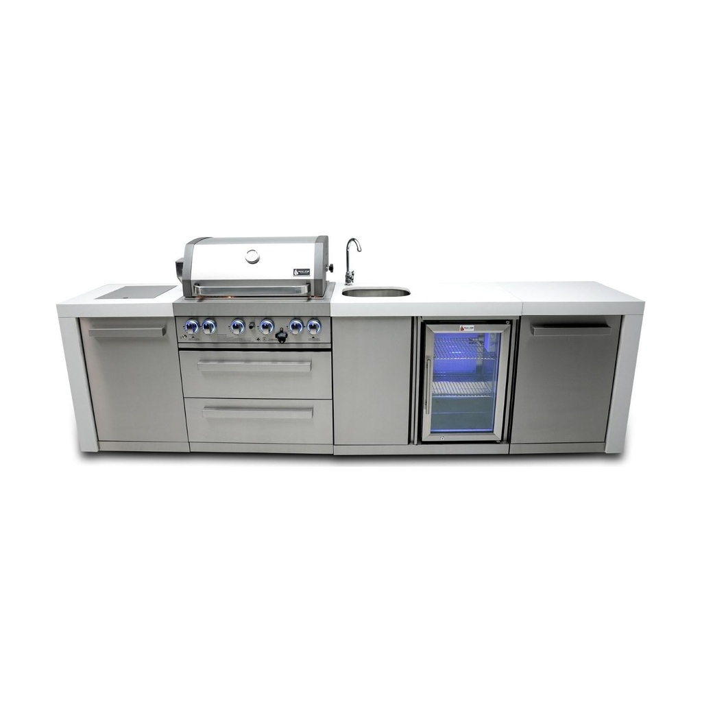 [MAi400-DBEV] Mont Alpi Deluxe Series 10 Ft Propane Outdoor Kitchen Island w/ Side Burner & Beverage Center
