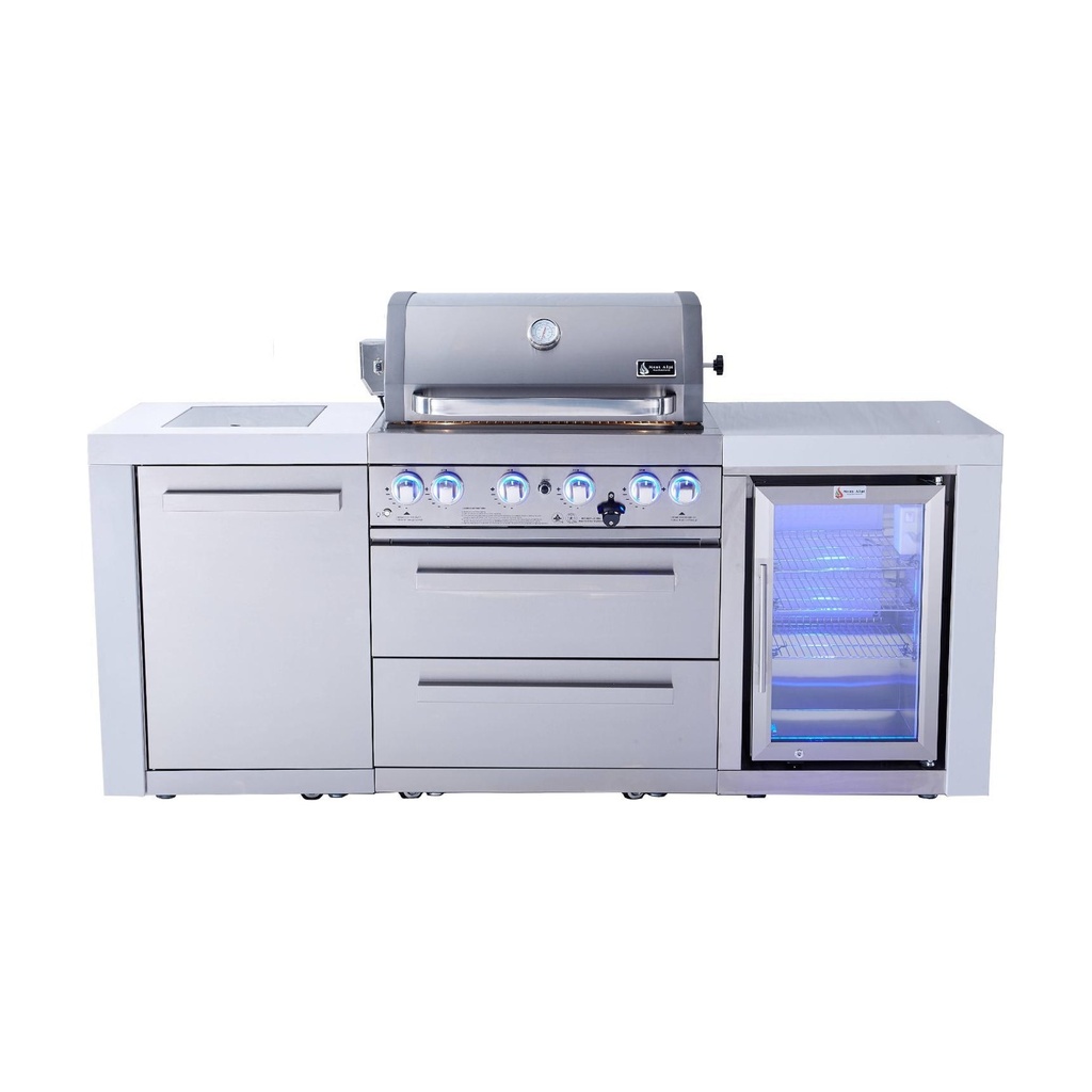[MAi400-DFC] Mont Alpi Deluxe Series 7 Ft Propane Outdoor Kitchen Island w/ Side Burner & Fridge