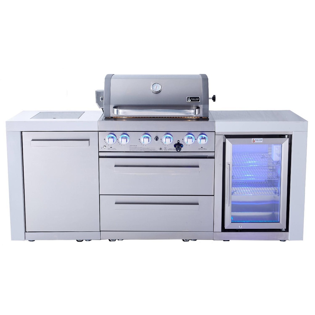 [MAi400-DFC] Mont Alpi Deluxe Series 7 Ft Propane Outdoor Kitchen Island w/ Side Burner & Fridge