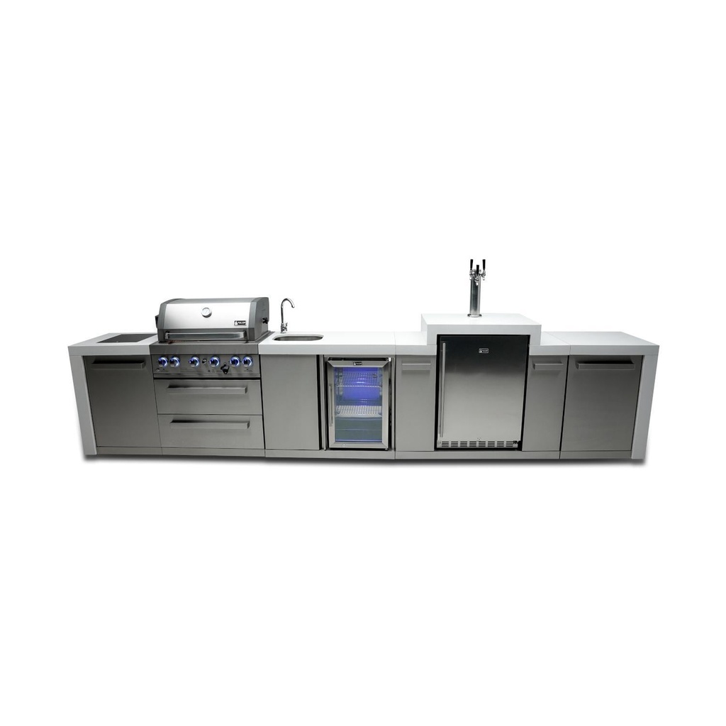 [MAi400-DKEGBEV] Mont Alpi Deluxe Series 14 Ft Propane Outdoor Kitchen Island w/ Side Burner, Beverage Center, & Kegerator