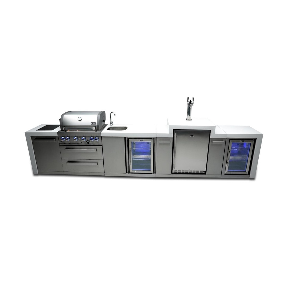 [MAi400-DKEGBEVFC] Mont Alpi Deluxe Series 14 Ft Propane Outdoor Kitchen Island w/ Side Burner, Beverage Center, Fridge & Kegerator