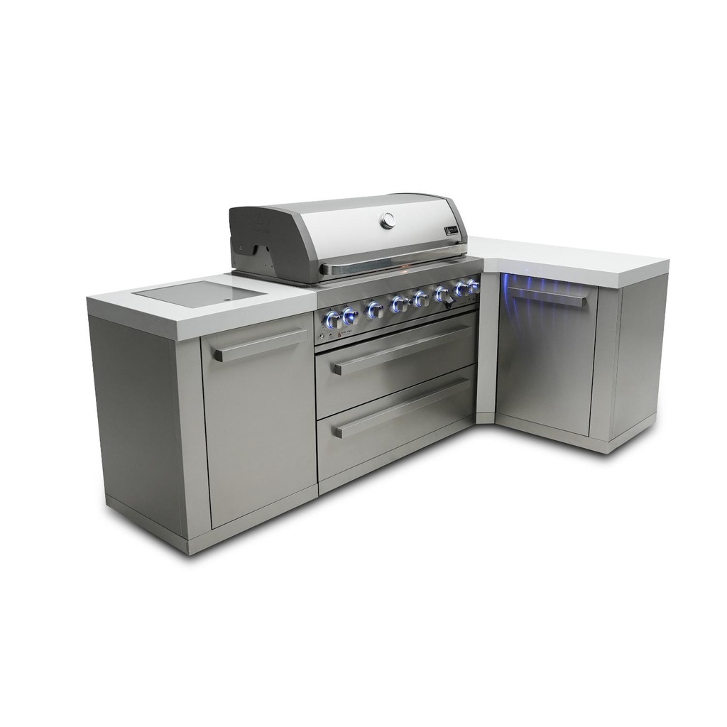 [MAi805-90] Mont Alpi Original Series 8 Ft L-Shaped Propane Outdoor Kitchen Island w/ Side Burner