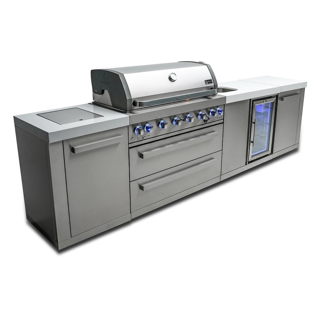 [MAi805-BEV] Mont Alpi Original Series 11 Ft Propane Outdoor Kitchen Island w/ Side Burner & Beverage Center