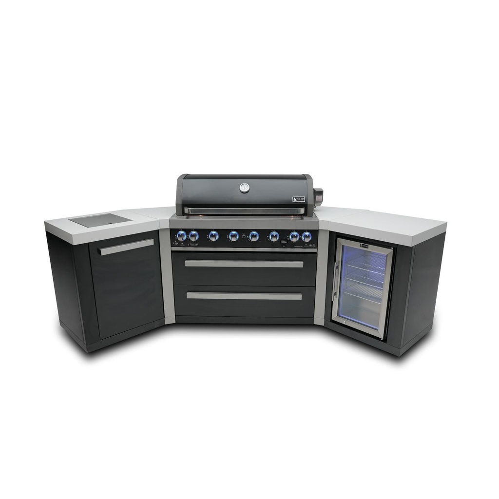 [MAi805-BSS45FC] Mont Alpi Black Series 10 Ft U-Shaped Propane Outdoor Kitchen Island w/ Side Burner & Fridge