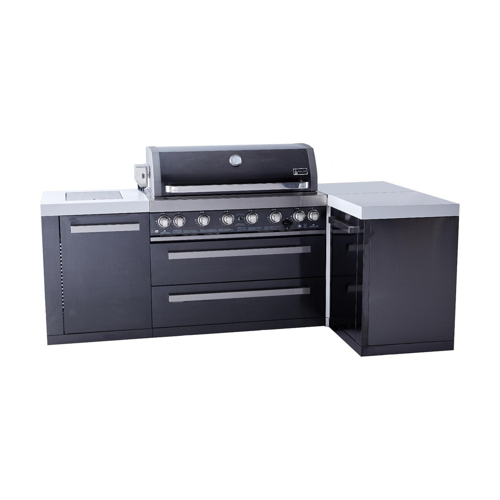 [MAi805-BSS90C] Mont Alpi Black Series 8 Ft L-Shaped Propane Outdoor Kitchen Island w/ Side Burner