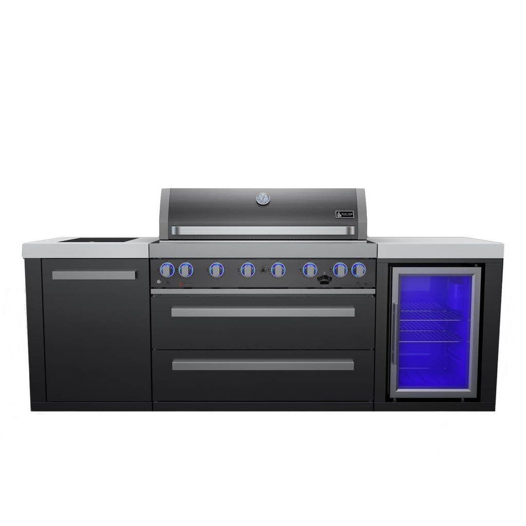 [MAi805-BSSFC] Mont Alpi Black Series 8 Ft Propane Outdoor Kitchen Island w/ Side Burner & Fridge