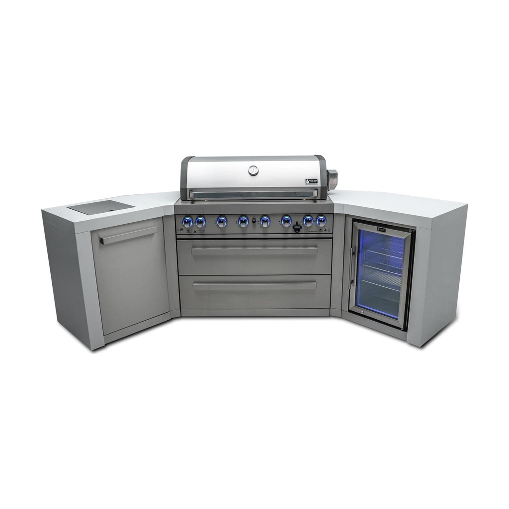 [MAi805-D45FC] Mont Alpi Deluxe Series 9.5 Ft U-Shaped Propane Outdoor Kitchen Island w/ Side Burner & Fridge