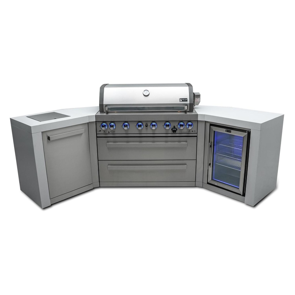 [MAi805-D45FC] Mont Alpi Deluxe Series 9.5 Ft U-Shaped Propane Outdoor Kitchen Island w/ Side Burner & Fridge