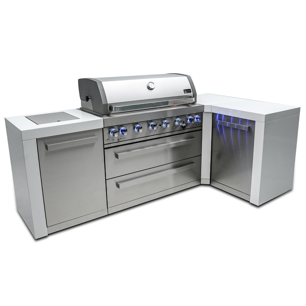[MAi805-D90C] Mont Alpi Deluxe Series 8.5 Ft L-Shaped Propane Outdoor Kitchen Island w/ Side Burner