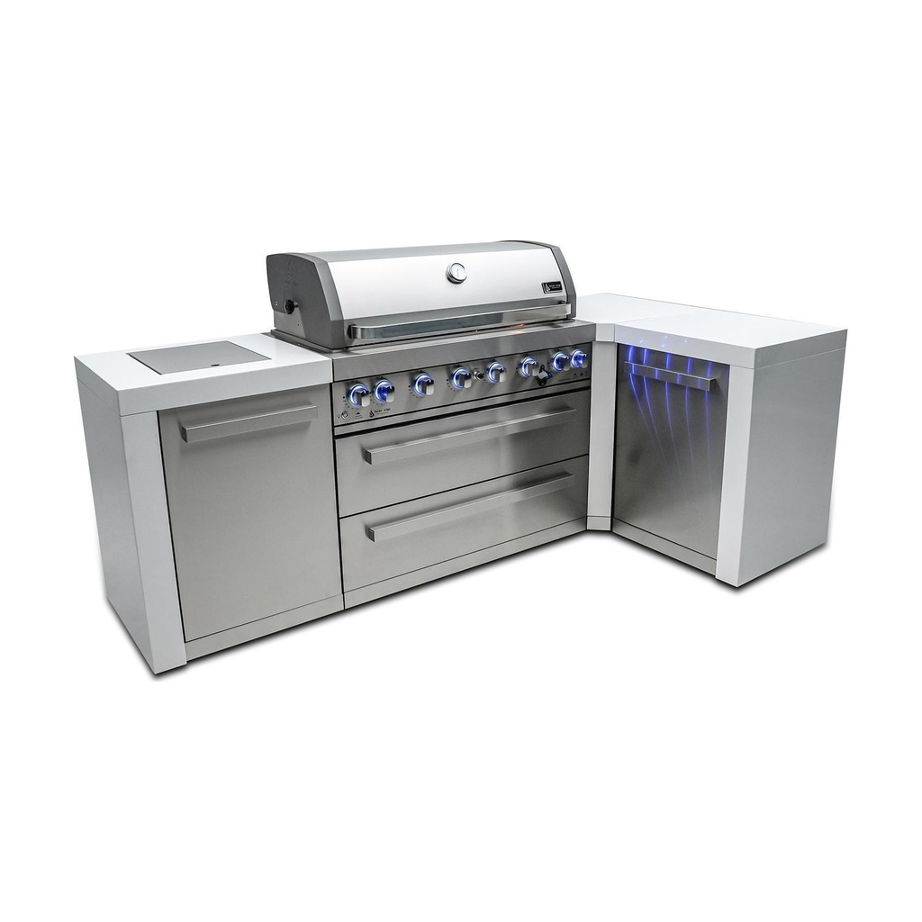 [MAi805-D90C] Mont Alpi Deluxe Series 8.5 Ft L-Shaped Propane Outdoor Kitchen Island w/ Side Burner