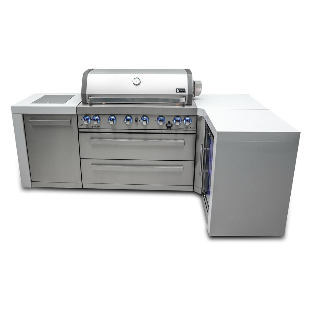 [MAi805-D90FC] Mont Alpi Deluxe Series 8 Ft L-Shaped Propane Outdoor Kitchen Island w/ Side Burner & Fridge
