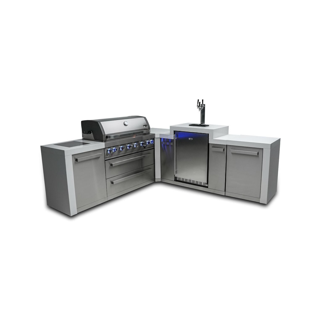 [MAi805-D90KEG] Mont Alpi Deluxe Series 8 Ft L-Shaped Propane Outdoor Kitchen Island w/ Side Burner & Kegerator