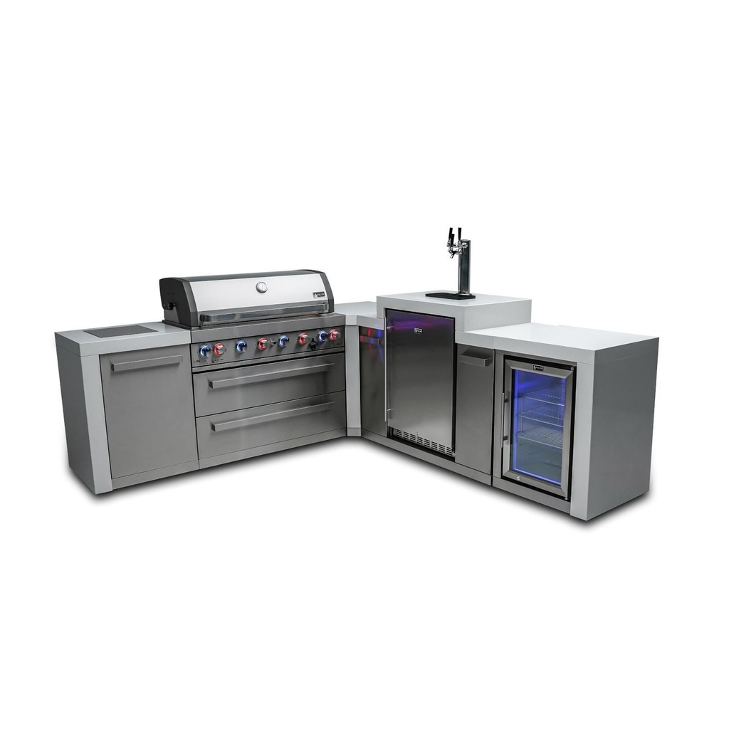 [MAi805-D90KEGFC] Mont Alpi Deluxe Series 8 Ft L-Shaped Propane Outdoor Kitchen Island w/ Side Burner, Kegerator, & Fridge