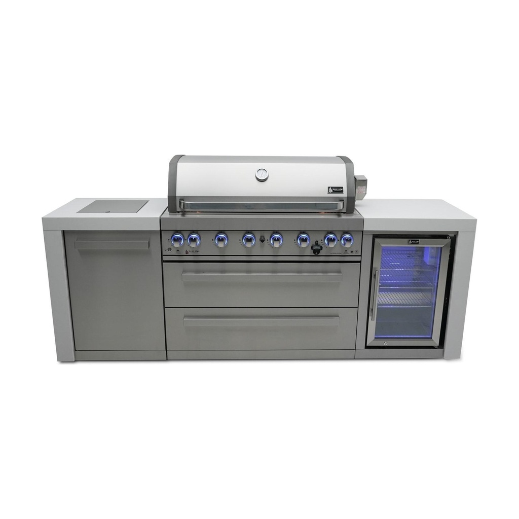 [MAi805-DFC] Mont Alpi Deluxe Series 8 Ft Propane Outdoor Kitchen Island w/ Side Burner & Fridge