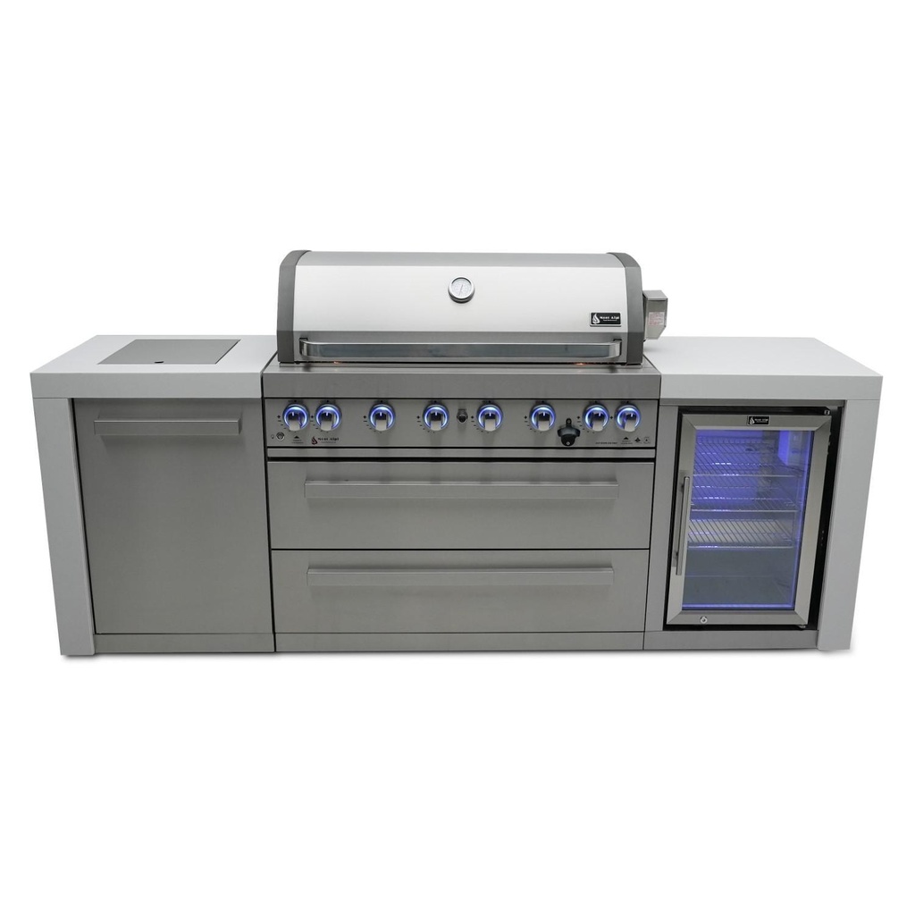 [MAi805-DFC] Mont Alpi Deluxe Series 8 Ft Propane Outdoor Kitchen Island w/ Side Burner & Fridge