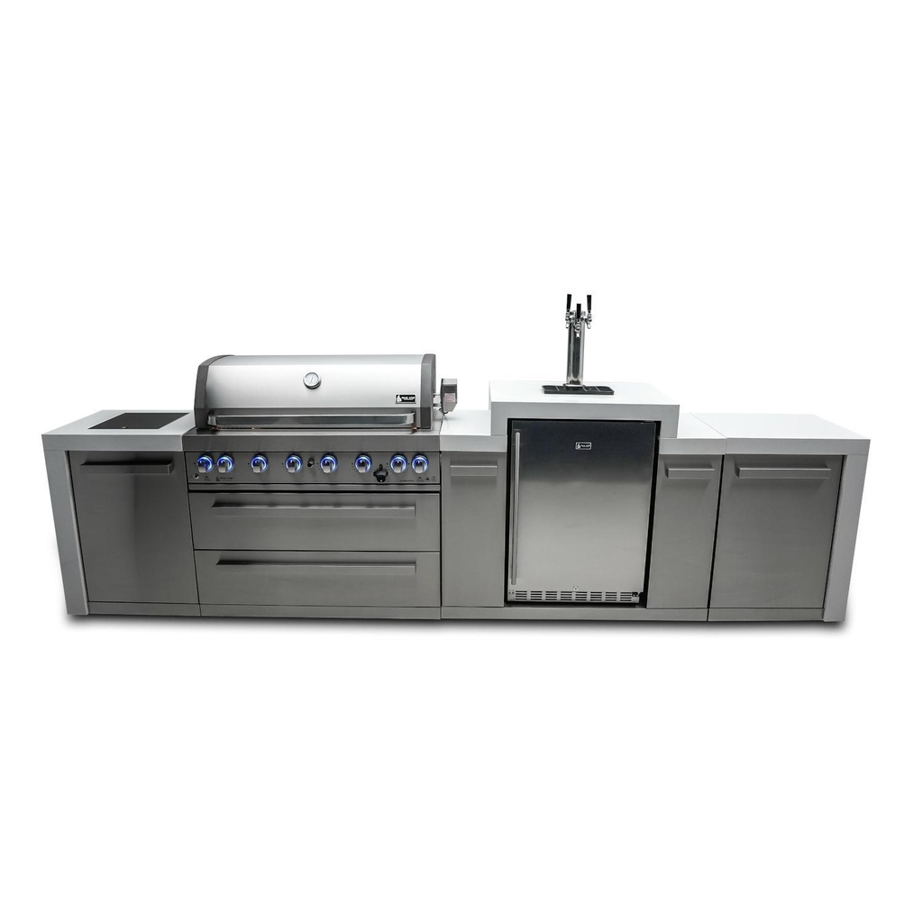 [MAi805-DKEG] Mont Alpi Deluxe Series 12 Ft Propane Outdoor Kitchen Island w/ Side Burner & Kegerator
