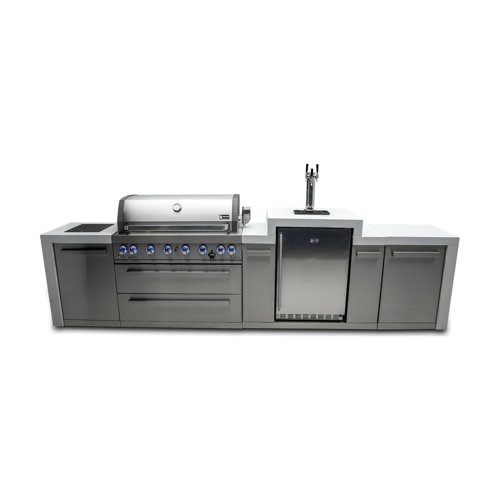 [MAi805-DKEG] Mont Alpi Deluxe Series 12 Ft Propane Outdoor Kitchen Island w/ Side Burner & Kegerator