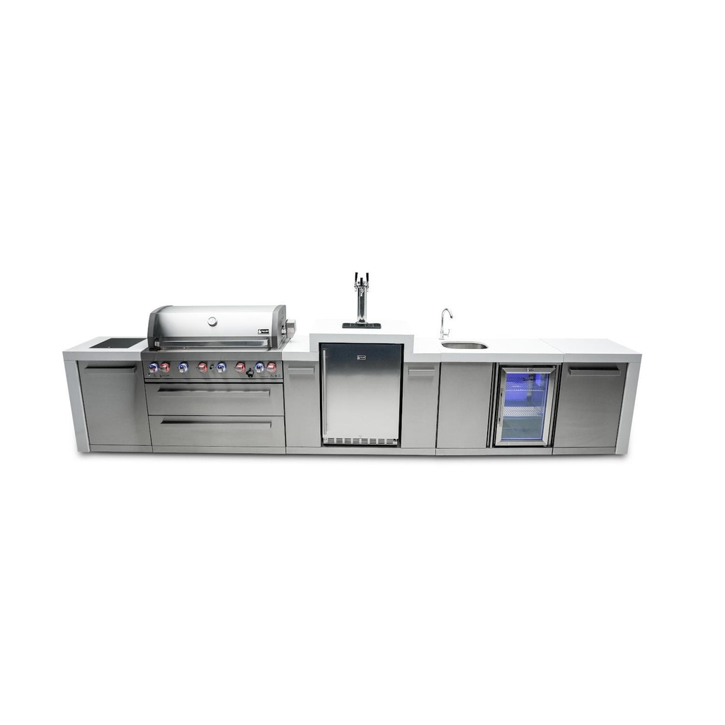 [MAi805-DKEGBEV] Mont Alpi Deluxe Series 15 Ft Propane Outdoor Kitchen Island w/ Side Burner, Beverage Center & Kegerator