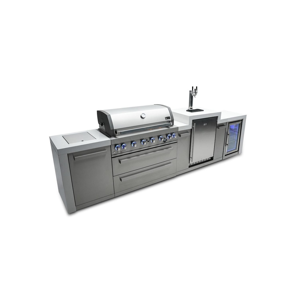[MAi805-DKEGFC] Mont Alpi Deluxe Series 12 Ft Propane Outdoor Kitchen Island w/ Side Burner, Fridge, & Kegerator