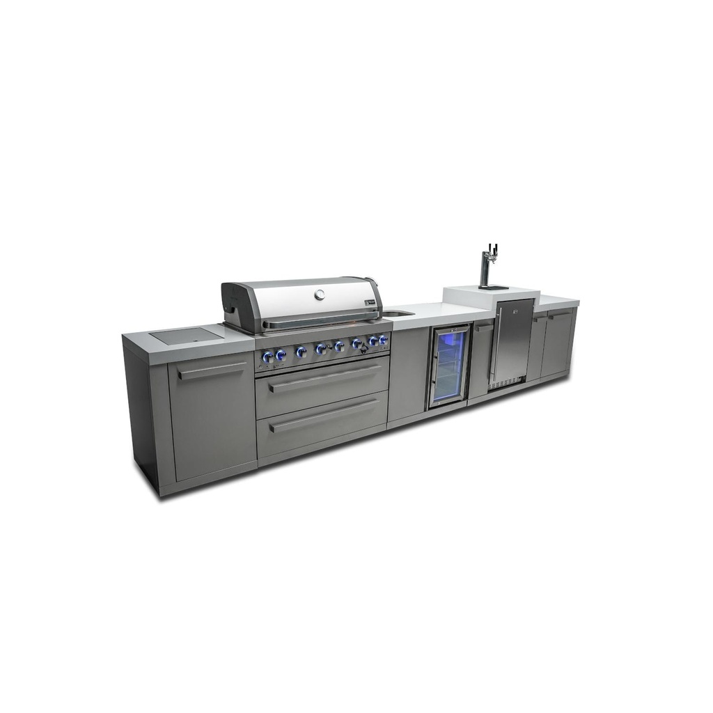 [MAi805-KEGBEV] Mont Alpi Original Series 15 Ft Propane Outdoor Kitchen Island w/ Side Burner, Beverage Center, & Kegerator